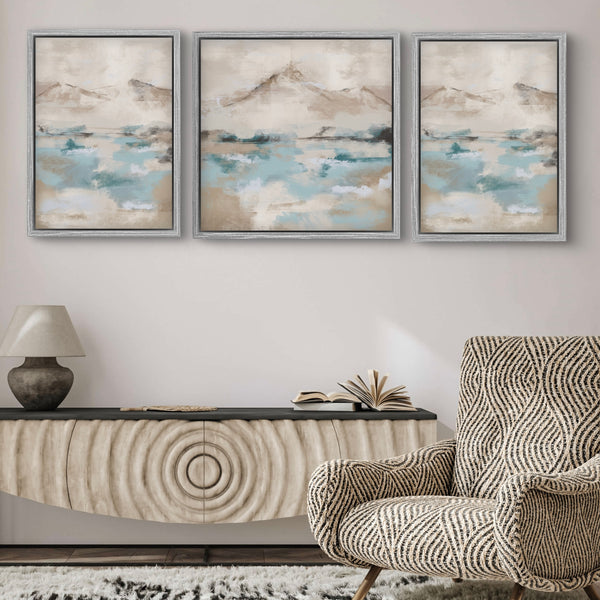 Set of 3 Framed Canvas - Ocean Mountain