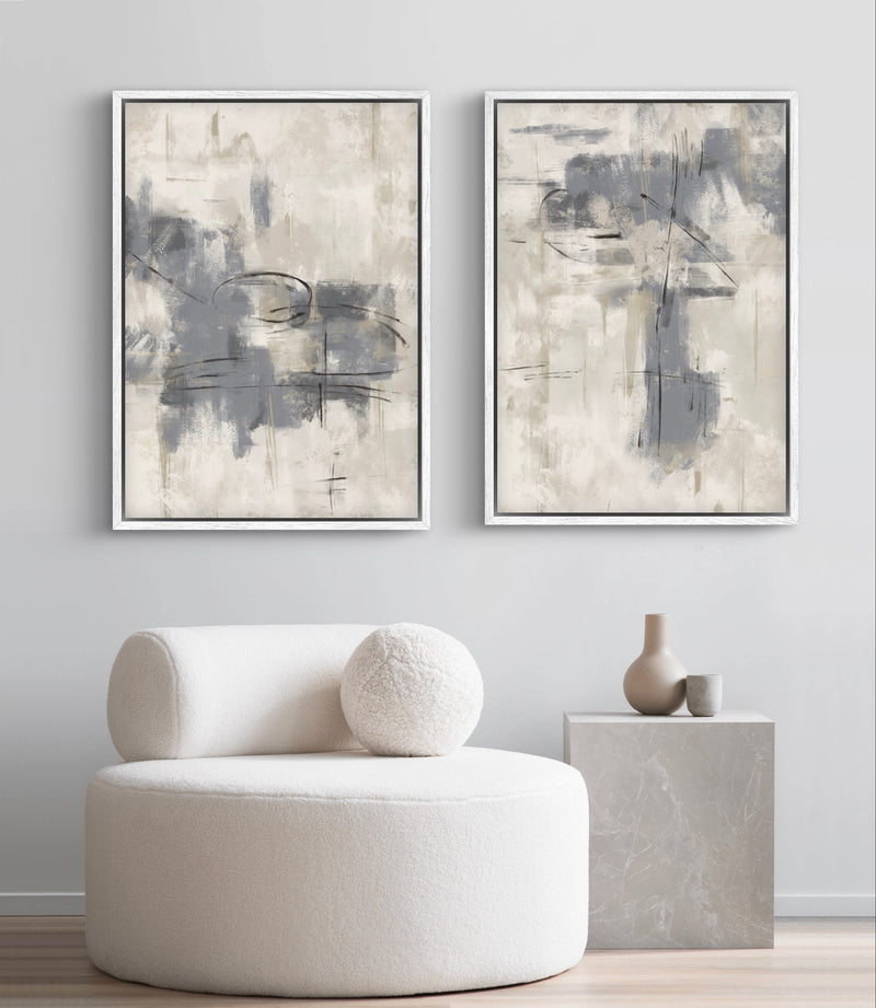 Framed Canvas Set of 2 - Grey Storm