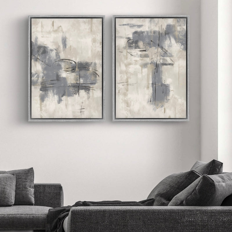 Framed Canvas Set of 2 - Grey Storm