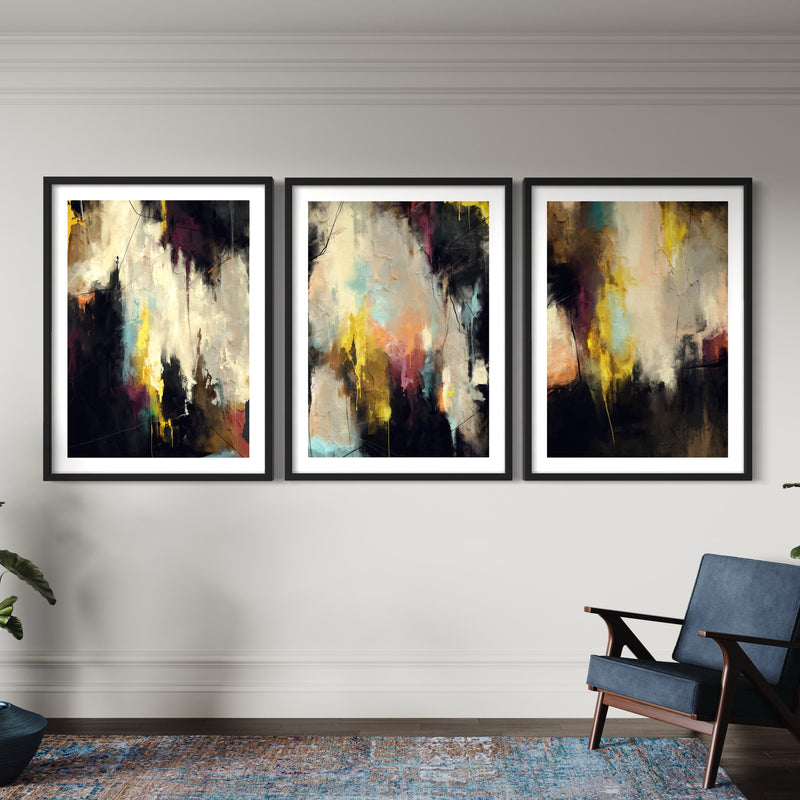 Abstract Art set of 3 prints - Autumn Nights
