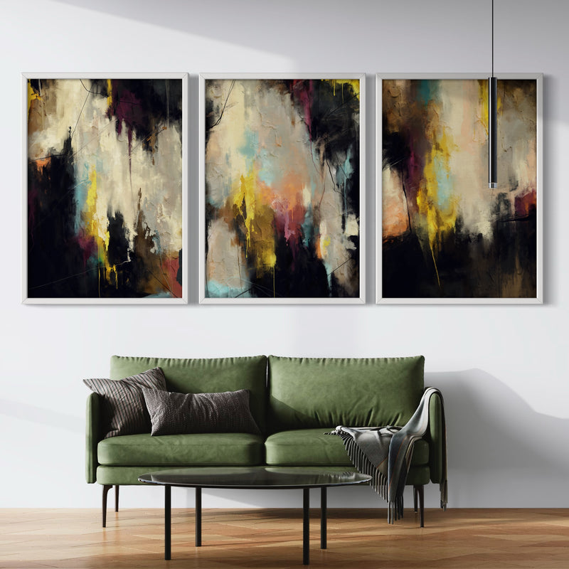 Abstract Art set of 3 prints - Autumn Nights
