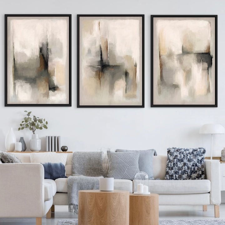 Set of 3 Framed Canvas - Florence Stone