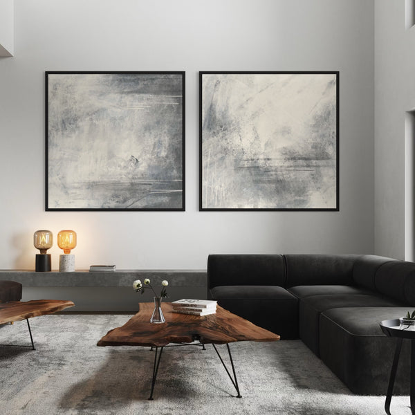 Framed Canvas Set of 2 - Silver Horizon