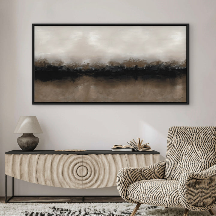 Framed Canvas - Brown Coffee close-up showing deep brown brushwork and texture detail