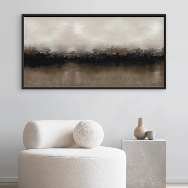Framed Canvas - Brown Coffee abstract wall art in rich brown and espresso tones - hand-stretched wall art by HD London Art