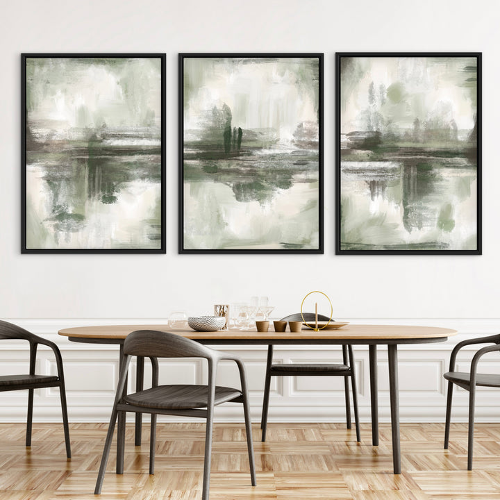 Abstract Canvas Set of 3 - Milan abstract wall art in earthy Italian-inspired tones - hand-stretched wall art by HD London Art