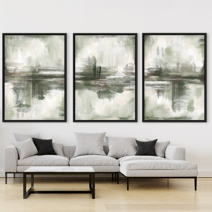 Abstract Canvas Set of 3 - Milan individual canvas showing warm tonal palette detail