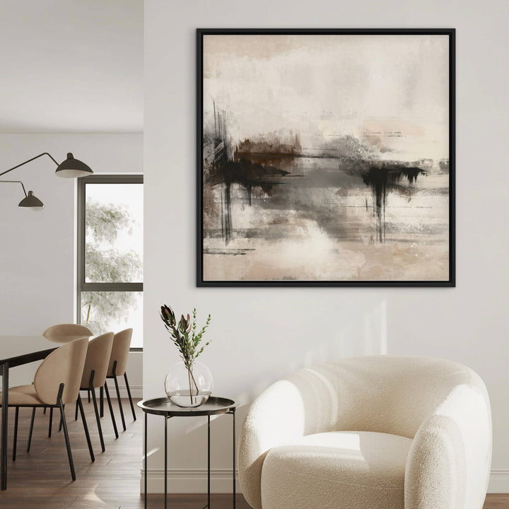 Framed Canvas - Bodrum displayed in a contemporary living room with coastal styling