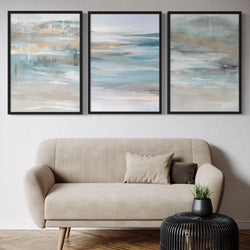 Abstract Art set of 3 prints - Calm Ocean