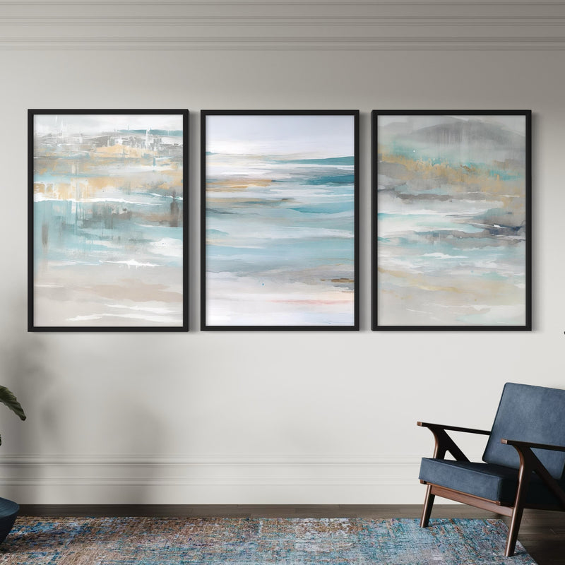 Abstract Art set of 3 prints - Calm Ocean