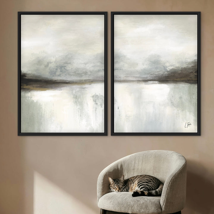 Framed Canvas Set of 2 - Dreams displayed as a pair in a modern living room