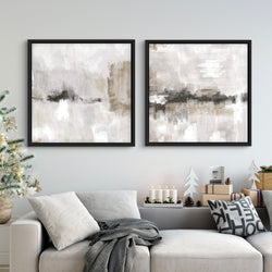 Framed Canvas Set of 2 - Nude and Grey Clouds