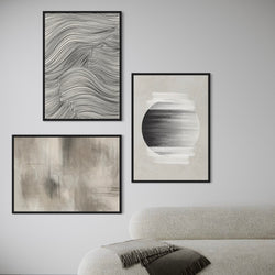 Set of 3 Framed Canvas - Graphite Orbit