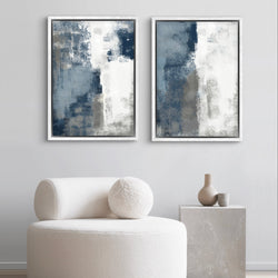 Framed Canvas Set of 2 - Blue & Grey Clouds