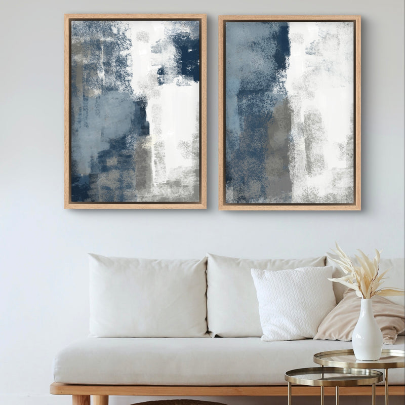 Framed Canvas Set of 2 - Blue & Grey Clouds