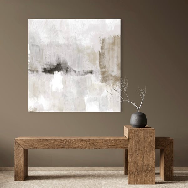 Abstract Canvas - Nude & Grey Clouds