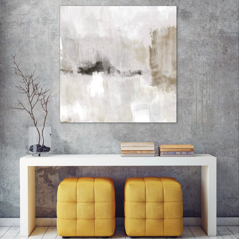 Abstract Canvas - Nude & Grey Clouds