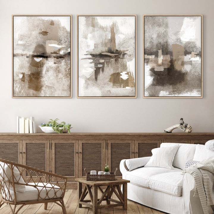 Set of 3 Framed Canvas - Portofino