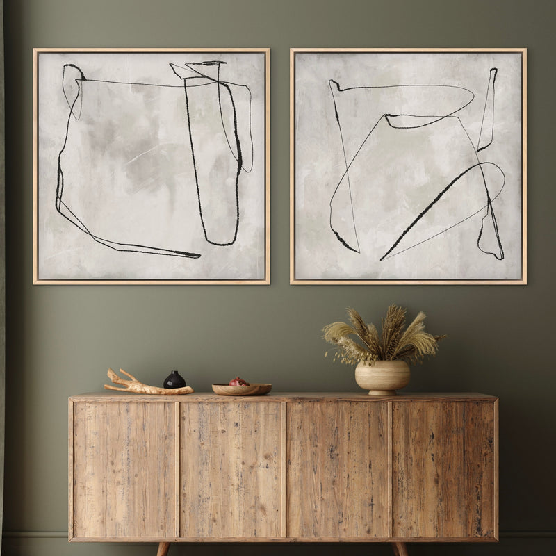 Framed Canvas Set of 2 - Grey Horizon