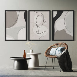 Abstract Art Set of 3 prints - Grey Libertà
