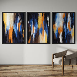 Abstract Art set of 3 prints - Orange Fire