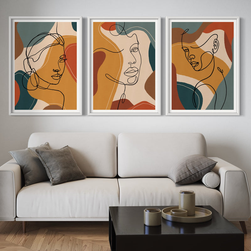Abstract Art set of 3 prints - Figure Lines