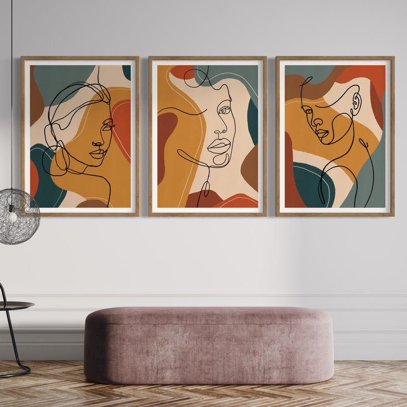 Abstract Art set of 3 prints - Figure Lines
