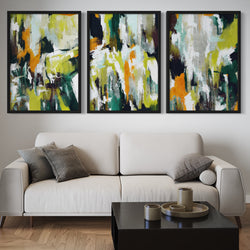Abstract Art set of 3 prints - Green Jungle