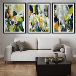 Abstract Art set of 3 prints - Green Jungle