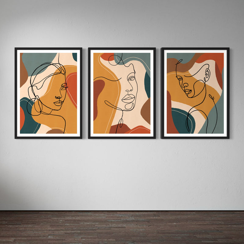 Abstract Art set of 3 prints - Figure Lines