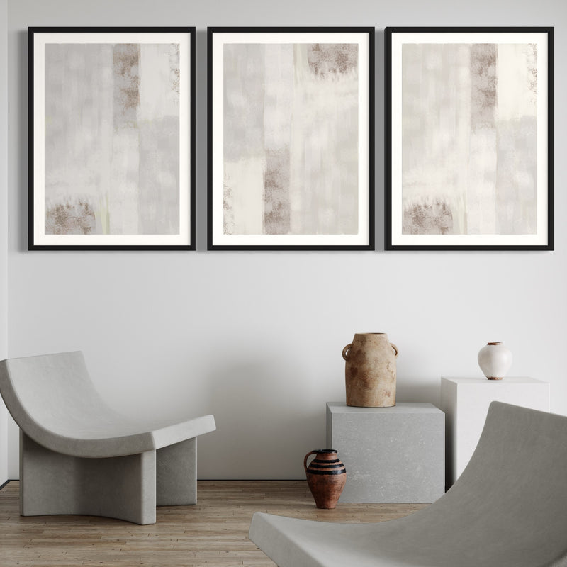 Abstract Art set of 3 prints - Grey Dreams