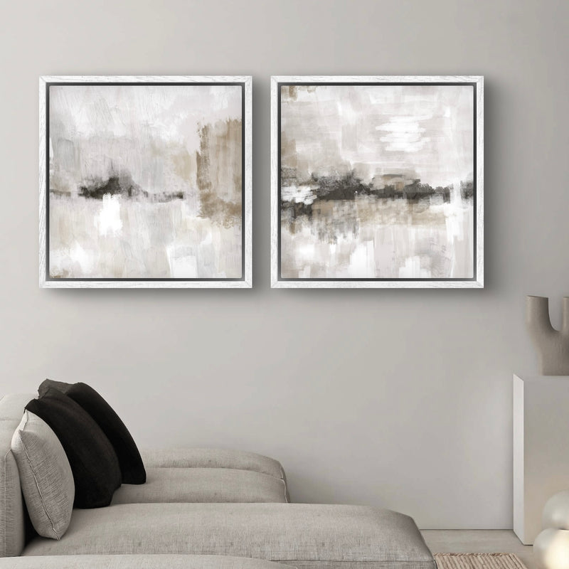 Framed Canvas Set of 2 - Nude and Grey Clouds