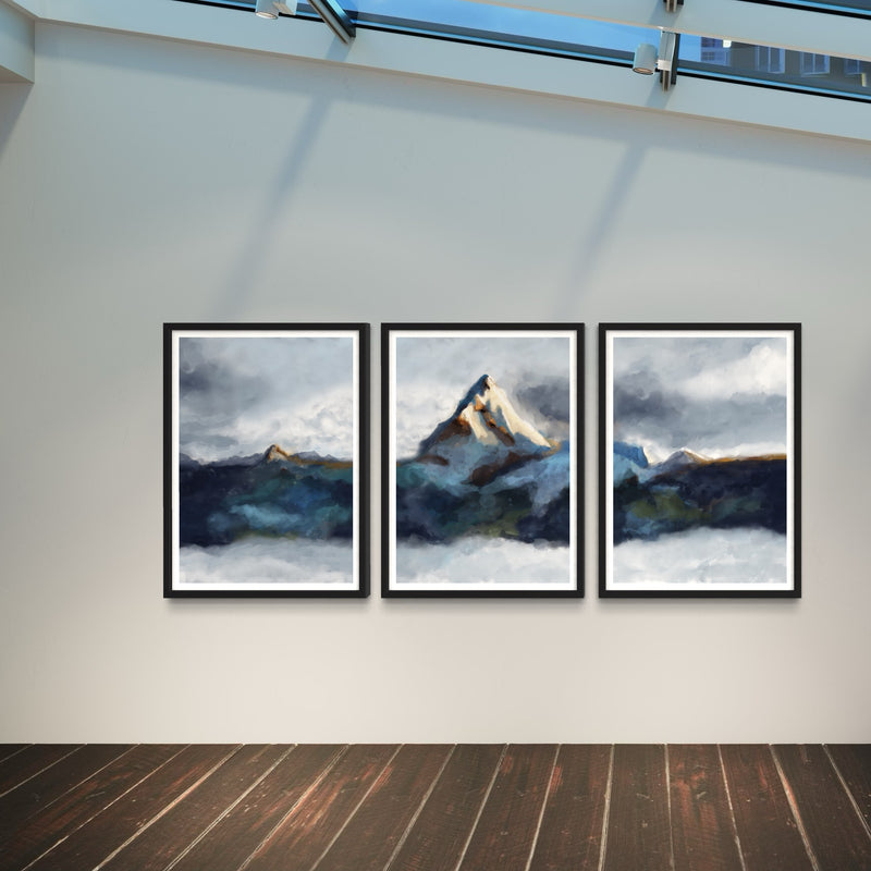 Abstract Art set of 3 prints - Mountains