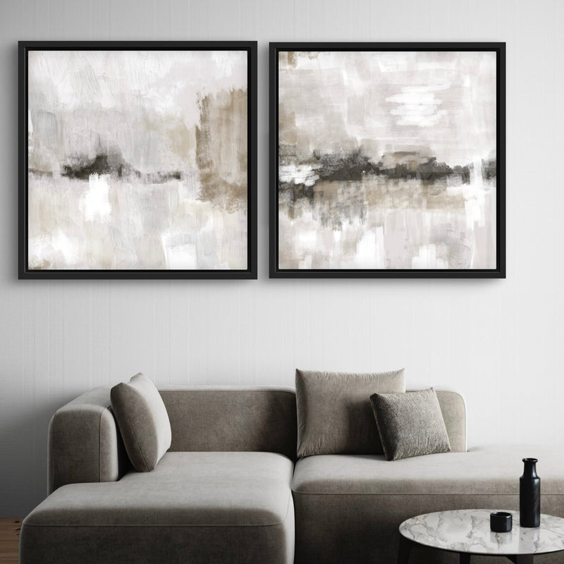 Framed Canvas Set of 2 - Nude and Grey Clouds