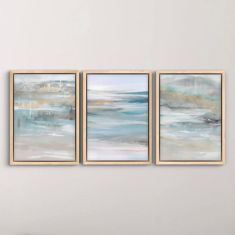 Set of 3 Framed Canvas - Calm Ocean