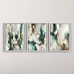 Set of 3 Framed Canvas - Green Forest