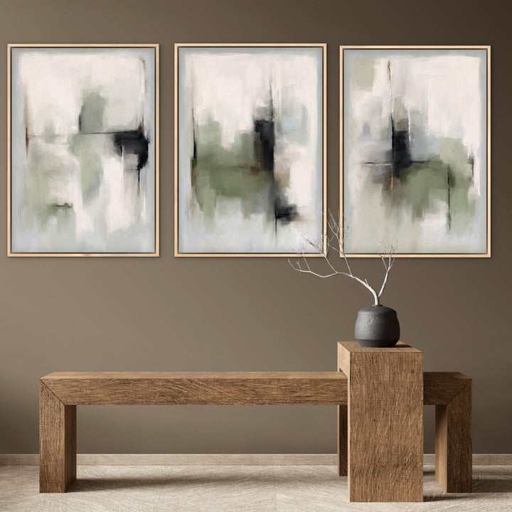 Set of 3 Framed Canvas - Tuscany Green