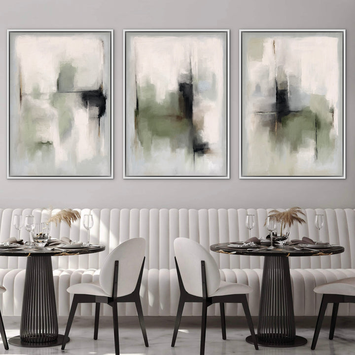 Set of 3 Framed Canvas - Tuscany Green