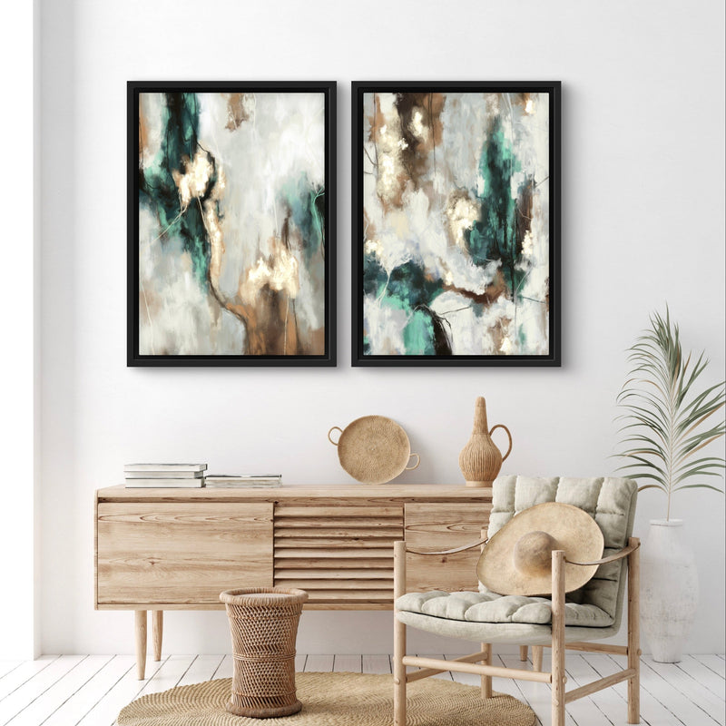 Framed Canvas Set of 2 - Green Forest