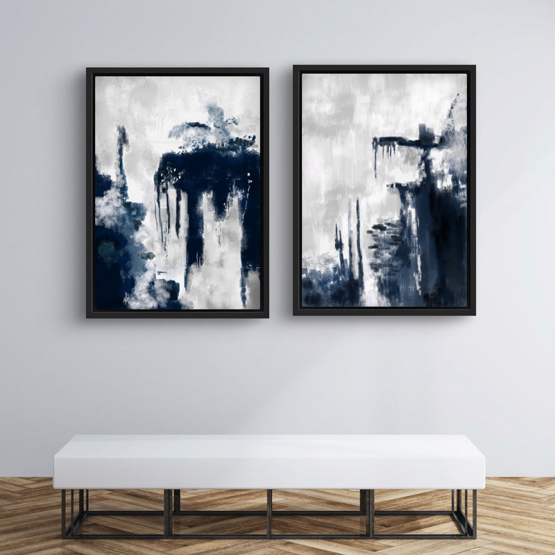 Framed Canvas Set of 2 - Blue Storm