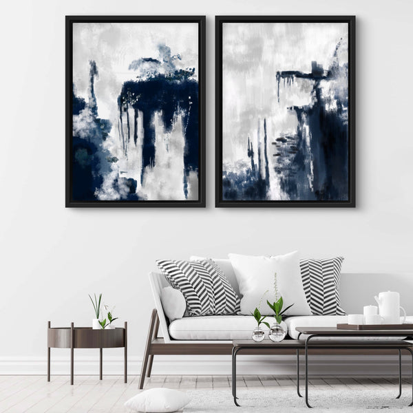 Framed Canvas Set of 2 - Blue Storm