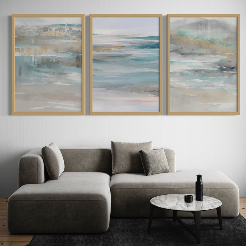 Abstract Art set of 3 prints - Calm Ocean