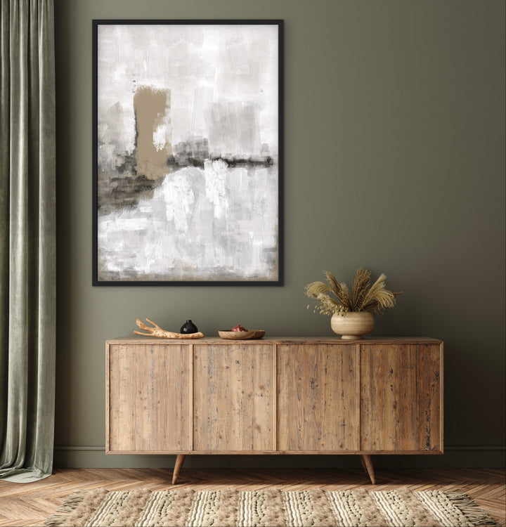 Set of 1 - Abstract Art 'Nude & Grey Clouds'