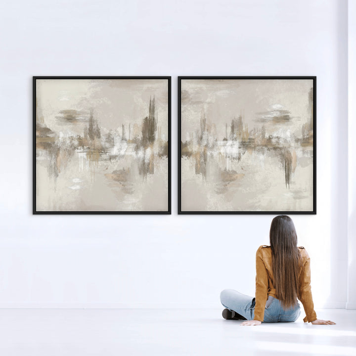 Framed Canvas Set of 2 - Neutral Depths