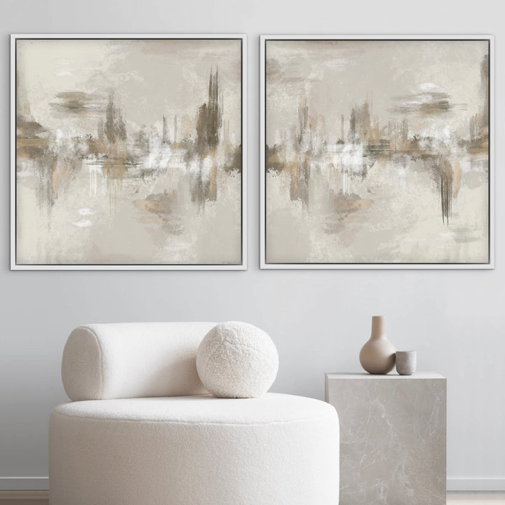 Framed Canvas Set of 2 - Neutral Depths