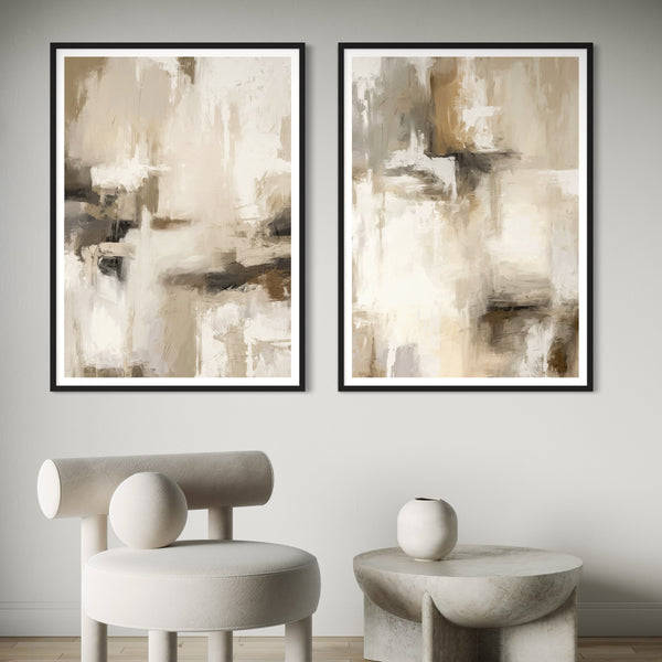 Abstract Art Set of 2 Prints - Santorini