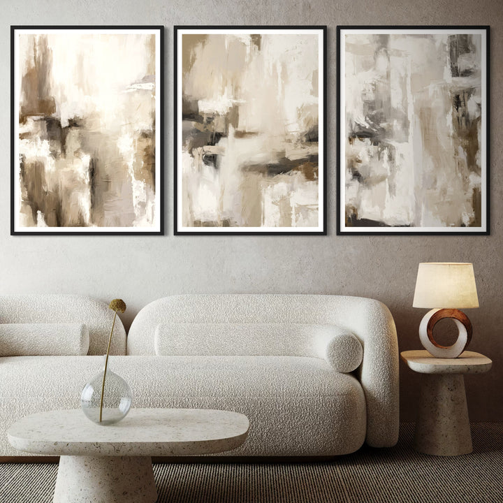 Abstract Art set of 3 prints - Santorini