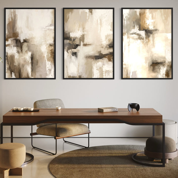 Abstract Art set of 3 prints - Santorini