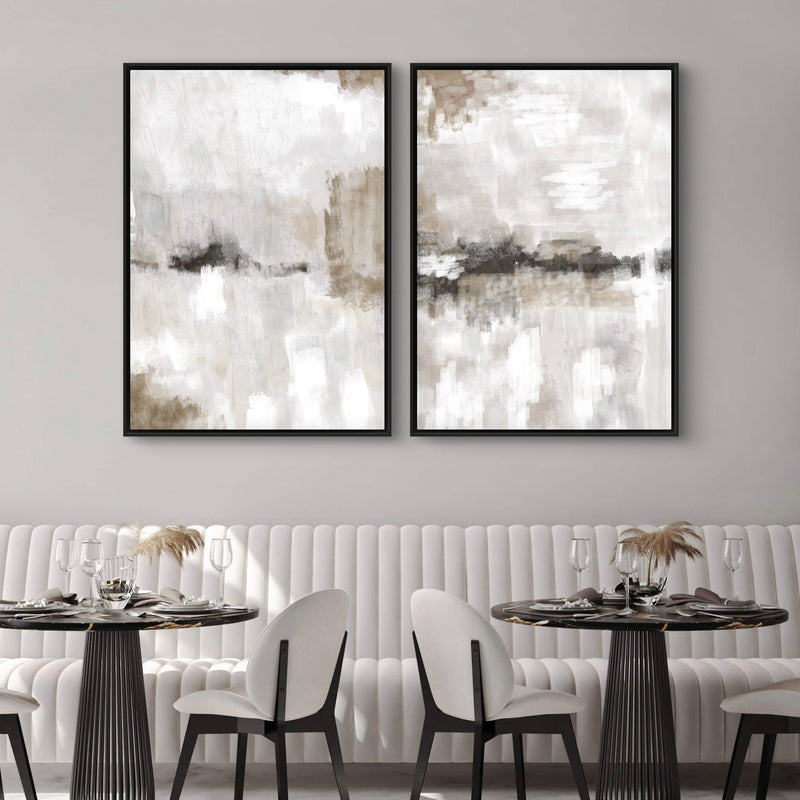 Framed Canvas Set of 2 - Nude & Grey Clouds