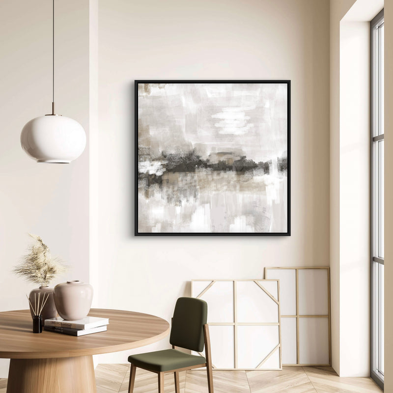 Framed Canvas - Nude & Grey Clouds